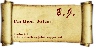 Barthos Jolán névjegykártya